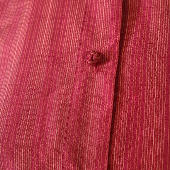 Amanda Smith Red Pure Silk Asian Button Down Striped Sleeveless Shirt Vest 8 - Picture 8 of 8